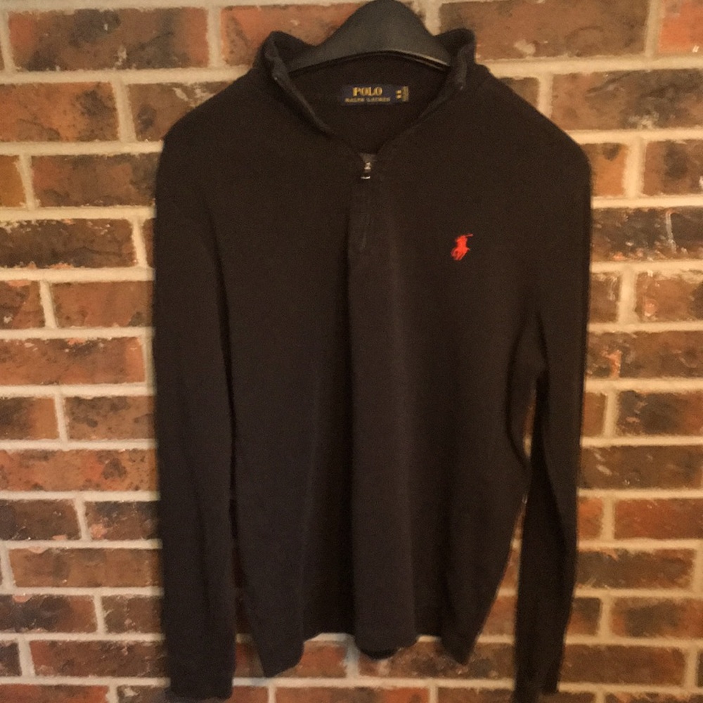 Men’s size M black long sleeved polo shirt with zipper front